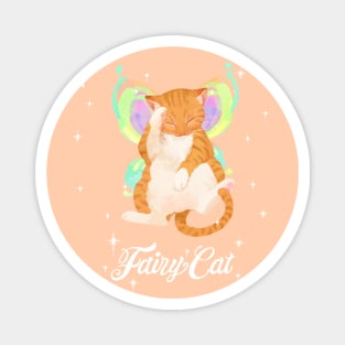 Red Tabby Fairy Cat (with white text) Magnet